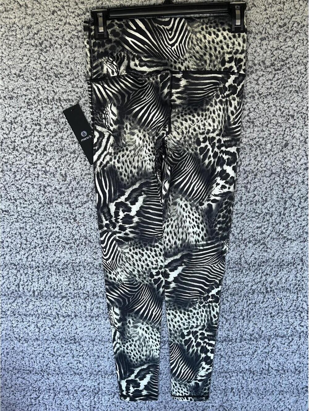 Mono B Mixed Animal Printed Highrise Leggings Black White Size Small NWT
